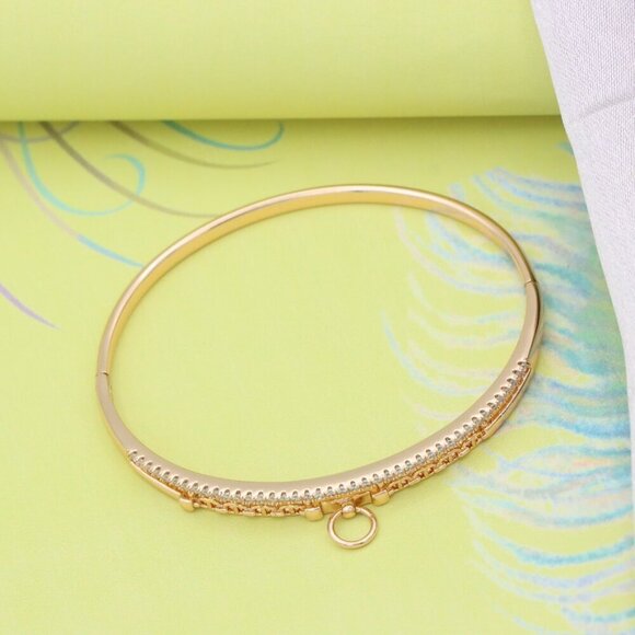 Rose Gold Chain Link Bangle with Dangling Ring, XPBL0576 - Picture 5 of 11